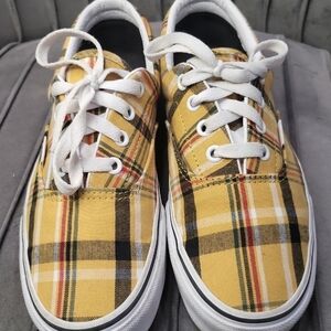 Yellow Plaid Kids Sneakers